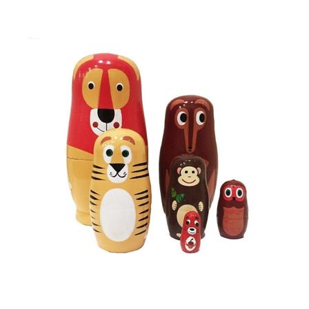 6 stk tegneseriedyr tre russiske matryoshka hekkende dukker