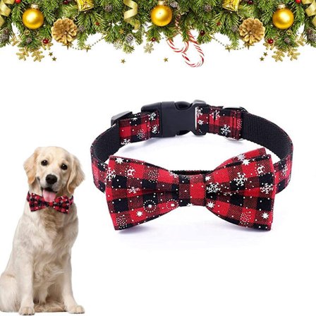 Julehundeslips - Festlig slips / Slips til hund - Halsbånd m/slips - Hundehalsbånd - Rød