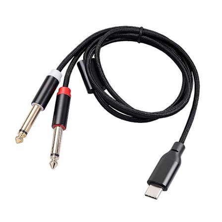 Usb C till Dual 6.35mm Audio Stereo Kabel Typ C till Dual 6.35mm Audio Sladd för Smartphone Multimedia