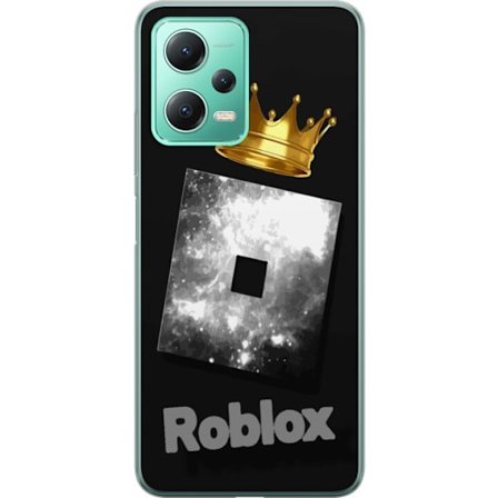 Kompatibelt Mobildeksel til Xiaomi Xiaomi Redmi Note 12 Minimalistisk svart og sølvfarget Roblox-symbol med gylden krone og luksuriøs gamer-estetikk