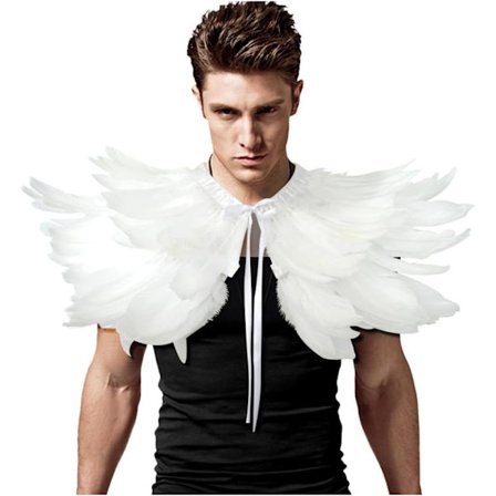 Gotisk fjäder axelryckning halsduk poncho halloween fest kostym epauletter fluga slips slips krage