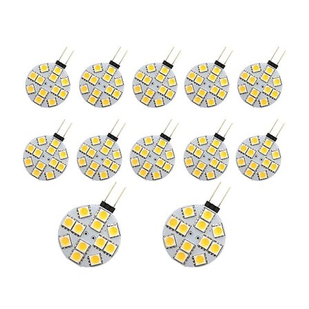 12 STK G4-lys LED-pærer Sidestift Base Rund G4 5050 12SMD LED RV-lys Hjemmelæselys, varm W