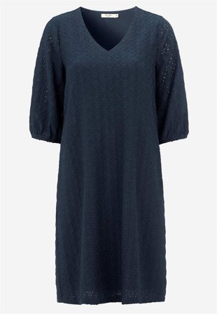 Cellbes of Sweden - Jersey-kjole med hullbroderi i marineblå for damer i størrelse 34/36