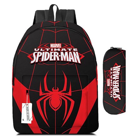 2 stk/sett Marvel Spider-man Tegneserie Ryggsekk Student Ryggsekk Blyantveske Barn Bag Kit Bursdagsgave(4)