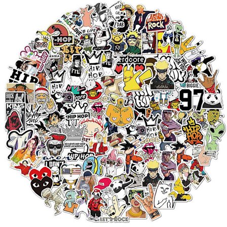WABJTAM Kule Klistremerker 100 stk Tilfeldig Musikk Film Vinyl Skateboard Gitar Reiseveske Klistremerke Dør Bærbar PC Bagasje Bil Sykkel Sykkel 