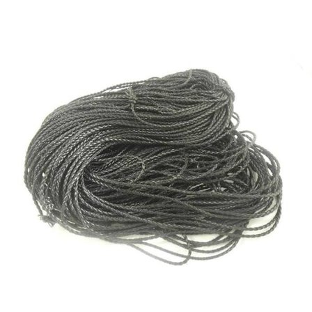 3 mt Flätad svart pu-läder (konstläder)