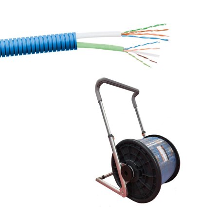 PM FLEX 2xU/UTP6 Multimediakabel forhåndslagt, 20 mm x 200 m, K6-modell, Stikkontakter & kabler