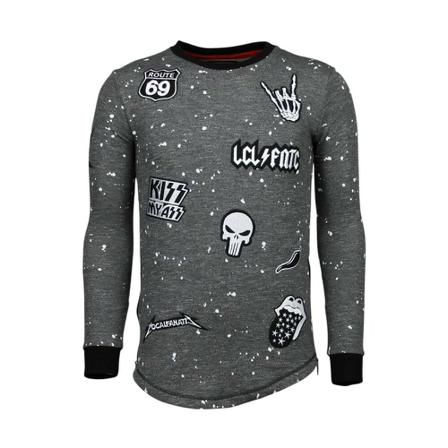 Local Fanatic Longfit Patches Rockstar -Tröja - Lf-103/2A grå, Herr, Herr, Storlek: L