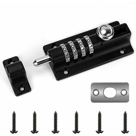 Kombinationslås med dødbolt, 4 genkodelige skabslåse med hjulskyder, vandtæt adgangskode, nøglefri lås med envejsskrue til lade/hegn