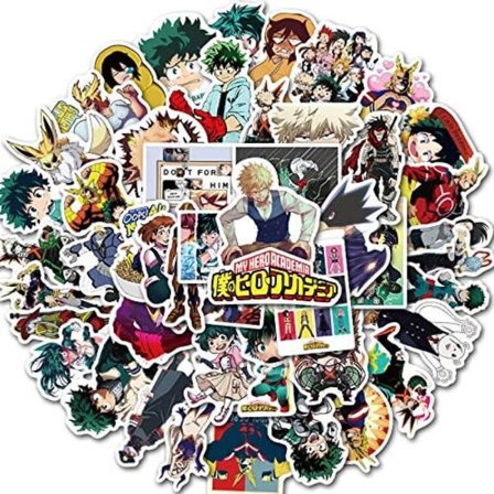 50 stk My Hero Academia Klistremerker, Unike Kule Klistremerker for Vannflaske, Laptop, Gitar, Skateboard, Reise Klistremerker for Barn