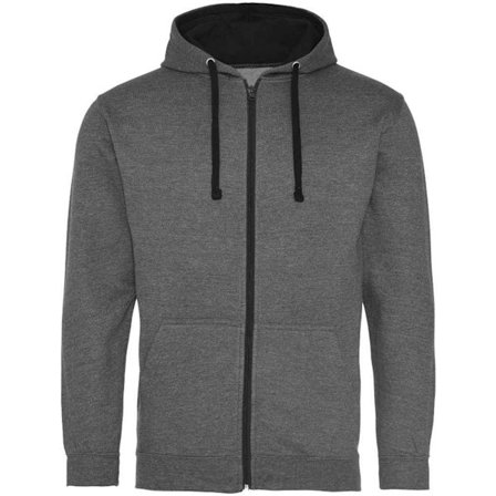 Awdis Herr Varsity Full Zip Hoodie S Charcoal/Jet Black