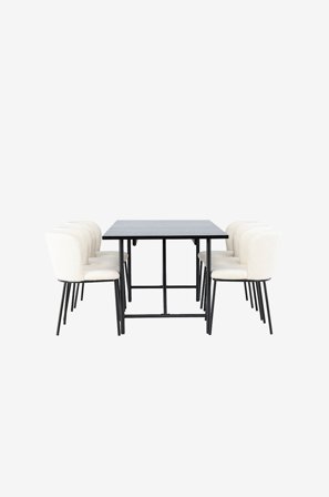 Venture Home - Spisegruppe Astrid med 6 stk stoler Edina - Svart - Spisegrupper - Fra Homeroom