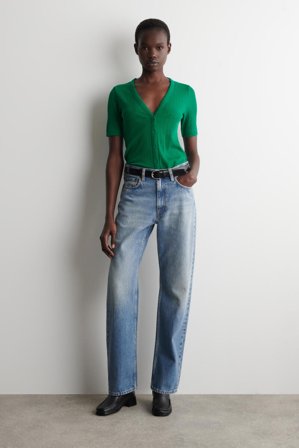 COS Kardigan Z Krótkim Rękawem O Splocie Pointelle in Zielony