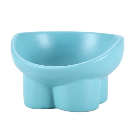 Kattmatskål i keramik med skydd för livmoderhalsen, anti-vältning, hög fot, sned mun, husdjursskål