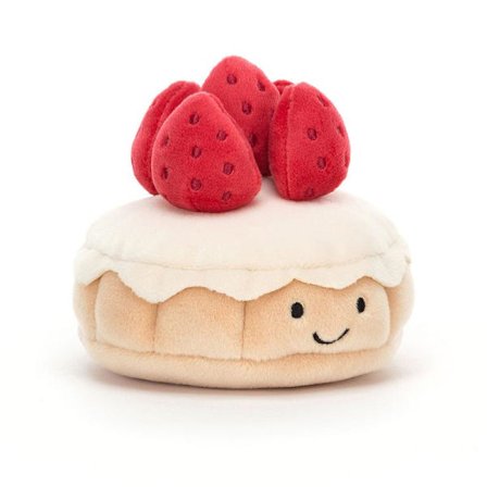Jellycat Pretty Patisserie Tarte Aux Fraises Plyschleksak 10 cm