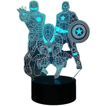 Avengers Natlampe, 3D LED Spiderman legetøj Natlampe Intelligent Fjernbetjening 16 Farver-Perfekt