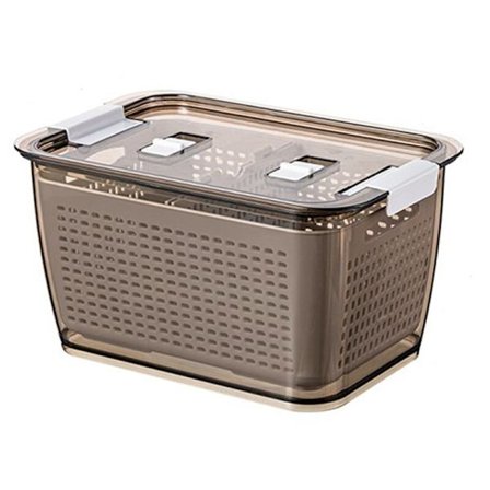 Köksplastförvaringslåda, förvaringslåda för färska frukter, kylskåpskrisp, förvaringsbehållare med lock, S