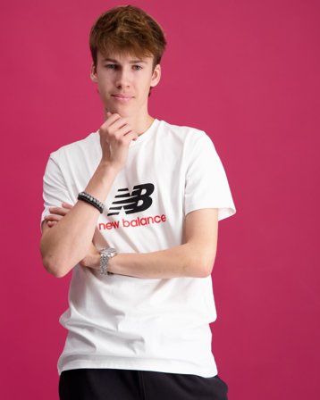 New Balance New Balance Jersey Stacked Logo Tee Hvit T-skjorter Gutt - Kids Brand Store