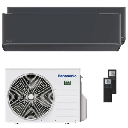 Condizionatore Panasonic Etherea dual split 9000+9000 BTU inverter A+++ wifi unità esterna 3.5 kW grigio grafite