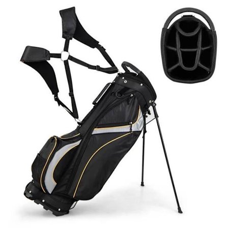 COSTWAY Golf Bag Stativ-8 Rum og Flere Lommer-Nylon Taske med Støtte-Klub eller Ferie-28 x 21 x 89,5CM-Sort