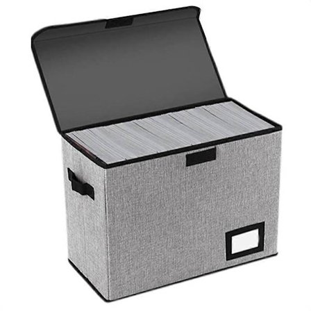 Opbevaringskasser til tegneserier, Foldbar tegneserie-kortkasse med låg, Bogbeholder rummer 150 tegneserier Grå[YJD]