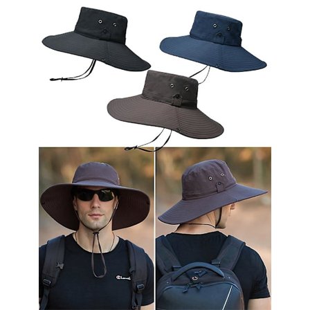 2023 Ny rasktørkende solhatt for menn med 12CM brem og UPF 50+ beskyttelse, svart(svart)