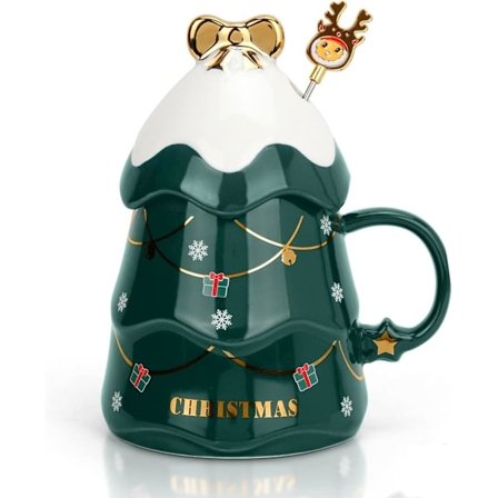 Joulukuppi kannen kanssa, juhlava söpö joulukuppi upeita keramiikkateekuppeja vanhemmille, lapsille, rakastajille ja ystäville