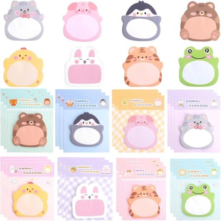 640 Ark Selvklæbende Noter 32 Blokke Mini Sticky Notes med Søde Dyreformer 8 Stilarter Sticky Notes i Pastel Farver