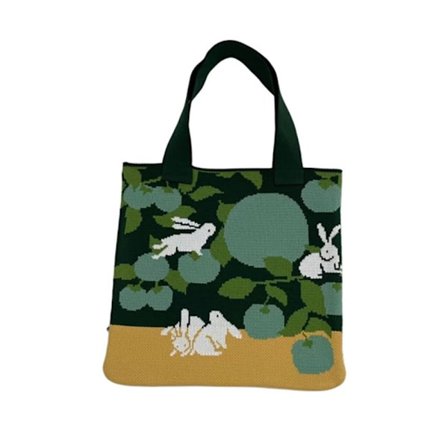 Strikket Skuldertaske Tote Bag MØRK GRØN