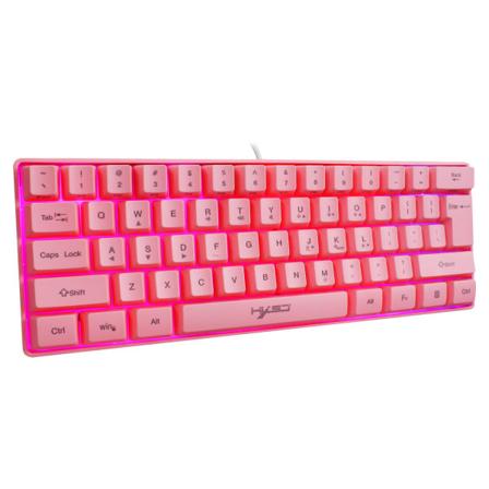 Usb61 Key Langallinen Näppäimistö RGB-Valolla, Vaaleanpunainen Pelikalvon Näppäimistö, Sopii Kannettaville Ja Pöytätietokoneille