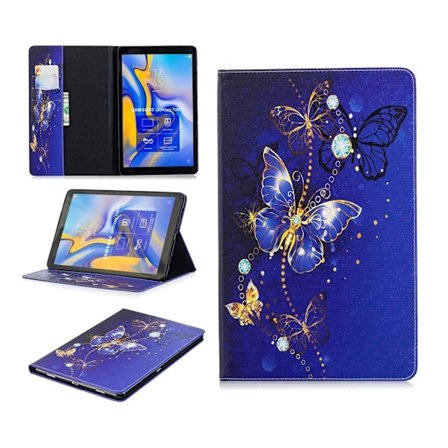Samsung Galaxy Tab A 10.5 mönstrat flipfodral i läder - Lila Fjärilar