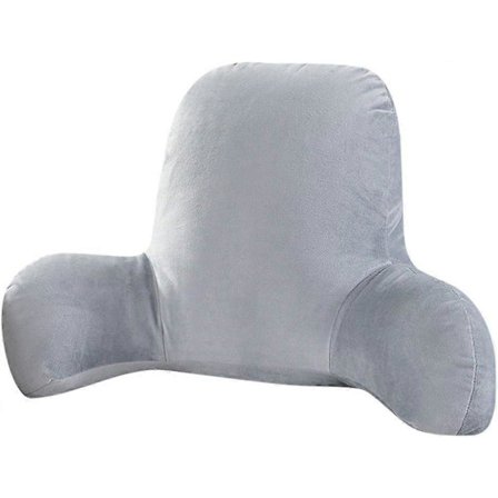 Sängyn tyyny käsinojilla, selkätuki sängyssä istumiseen, luku- ja lepotyynyt, yksivärinen selkätyyny sänkyyn, sänkytuolin käsinojatyyny - Harmaa—yux