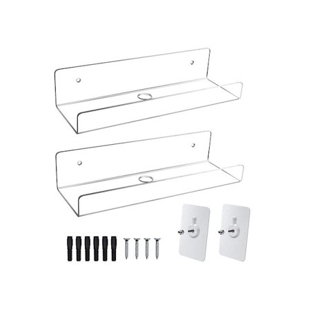 2 stk. Klar Akryl Væghylde Flydende Bogreoler Til Væggen, Display Væghylder Til Badeværelse, Be