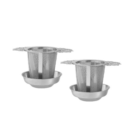Ruostumattomasta teräksestä valmistettu teesiivilä kori kahvalla, hieno verkko teesiivilä irtoteelle, yrttitee, 2 kpl