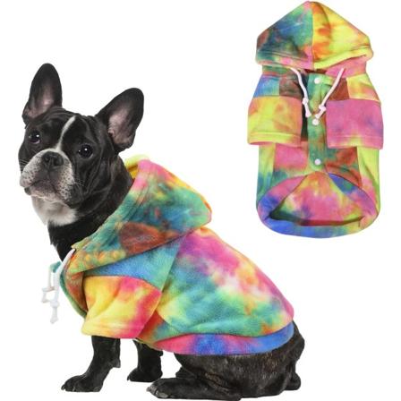 Tie Dye Hundeklær Hoodie, Kjæledyr Vinterfrakk, Valpesweatshorter for Små Hunder Gutt Jente