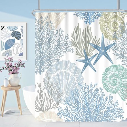 180x180cm Nautisk Kyst Vanntett Stoff Dusj Gardiner Muggsopp