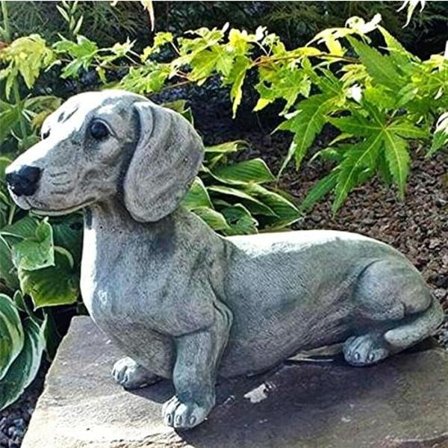 Resindachshund hund skulptur hage ornament utendørs dyr