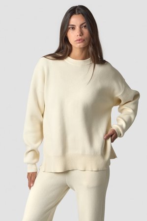 Soft Knit Oversized Crewneck Cream