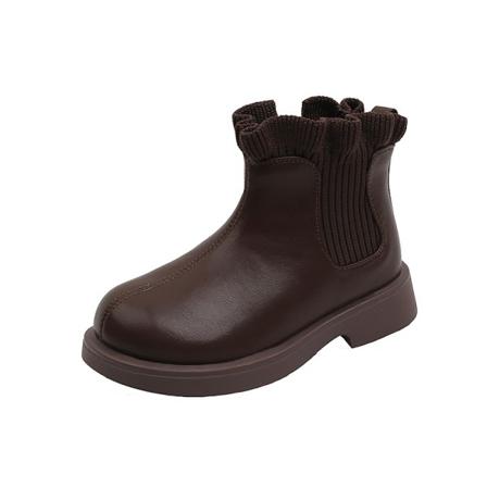 Barn Sida Dragkedja Stickad Ankel Boot Vattentät Chelsea Boots