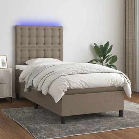 Maison Exclusive - Sängbotten med ribbor och madrass samt LED Taupe 100x200cm Tyg