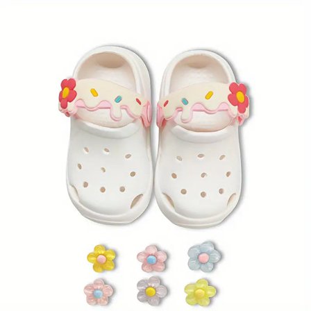 Trendy Søte Blomsterdekorerte Klomper For Jenter, Pustende Sklisikre Klomper For Innendørs Utendørs Strand, Vår Og Sommer