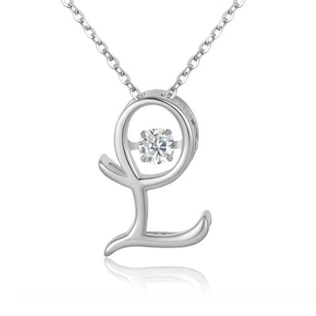 Halskjede i sterlingsølv med 26 bokstaver og cubic zirconia