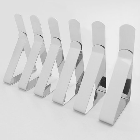 12 stk. (7,5x4,5 cm) rustfrie stål dugclips til duge, skridsikre