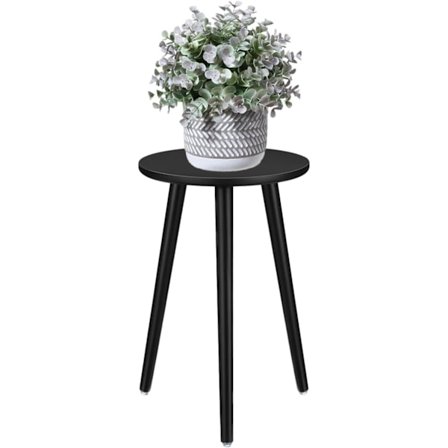 Indendørs Plantestativ - Træbord til Blomsterpotter, Moderne Boligindretning, 42 x 28cm (Sort)