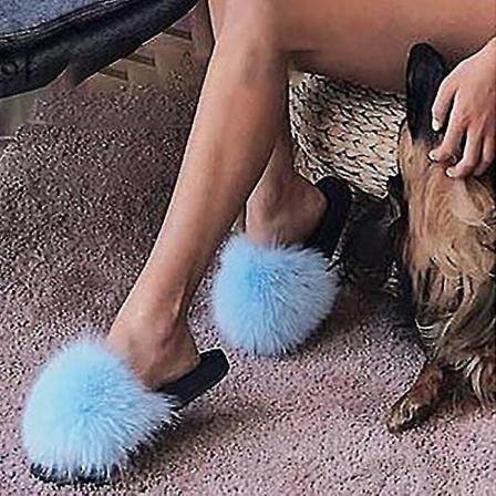 Sommerpels tøfler Fluffy søte plysj damer flip flops luksuriøse sjarmerende sandaler Xnr141 38