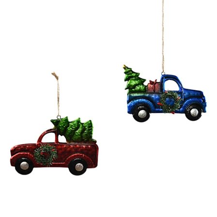 2 stk Julebil med trepynt Juletrær Han, ZQKLA