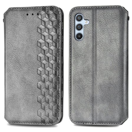 Läderfodral med A Snygg Rhombus Avtryck till Samsung Galaxy A54 - Grå