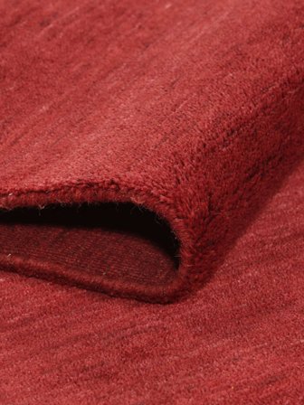 Wool Rug Dark Red 250 x 250 cm Handloom Fringes - Solid simplicity collection