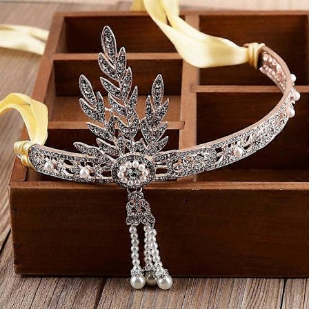 The Great Gatsby Håraccessoarer Kristall Pärltofsar Hårband Huvudsmycken Bröllop Brudhårband Diadem och