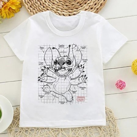 Barn T-shirt i bomull Barn Disney Lilo Stitch Tecknad T-shirt Stitch Söt Manga T-shirt Y2k Grafisk T-shirt Tjej Pojke Topp T-shirts